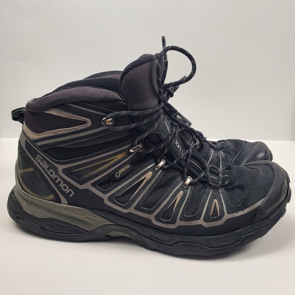 Salomon Hiking Boots Mens 11.5 X Ultra Black‎ Gore-Tex Mid GTX Contgrip